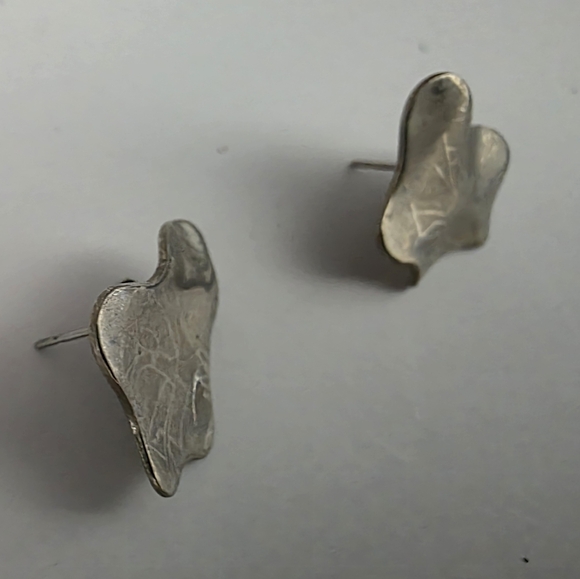 Abstract Silver Earrings - Picture 8 of 9